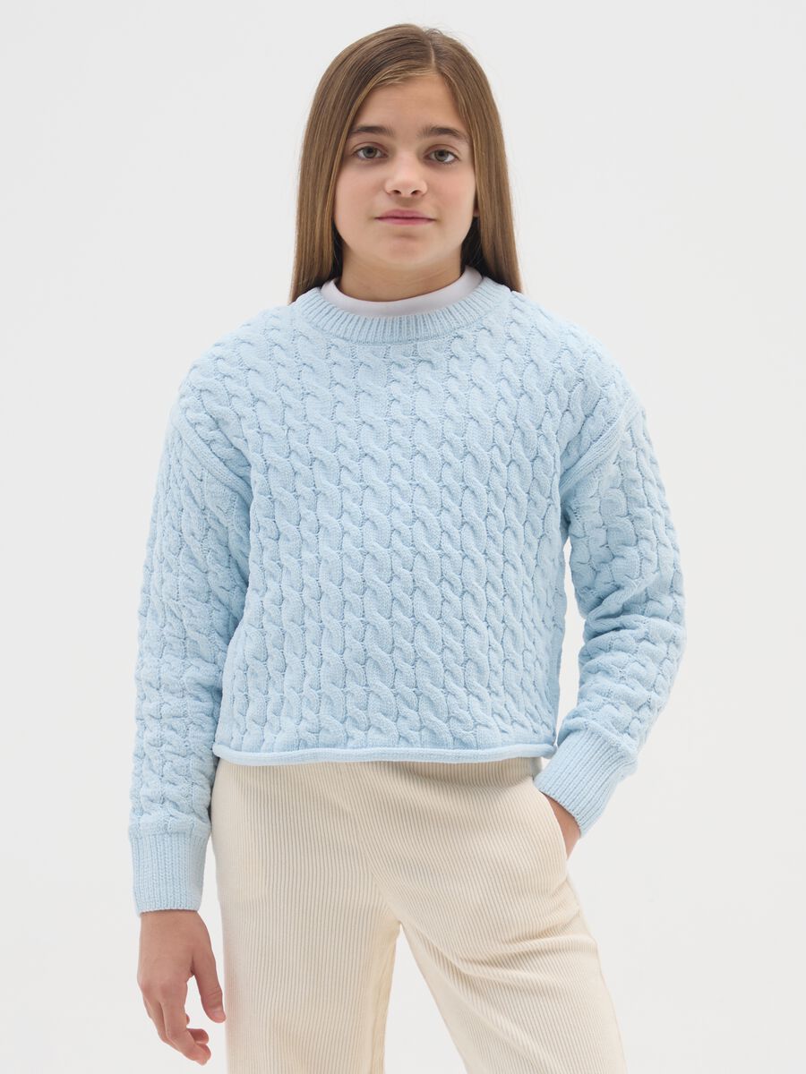 Girl's Blue Regular Fit Sweater_0