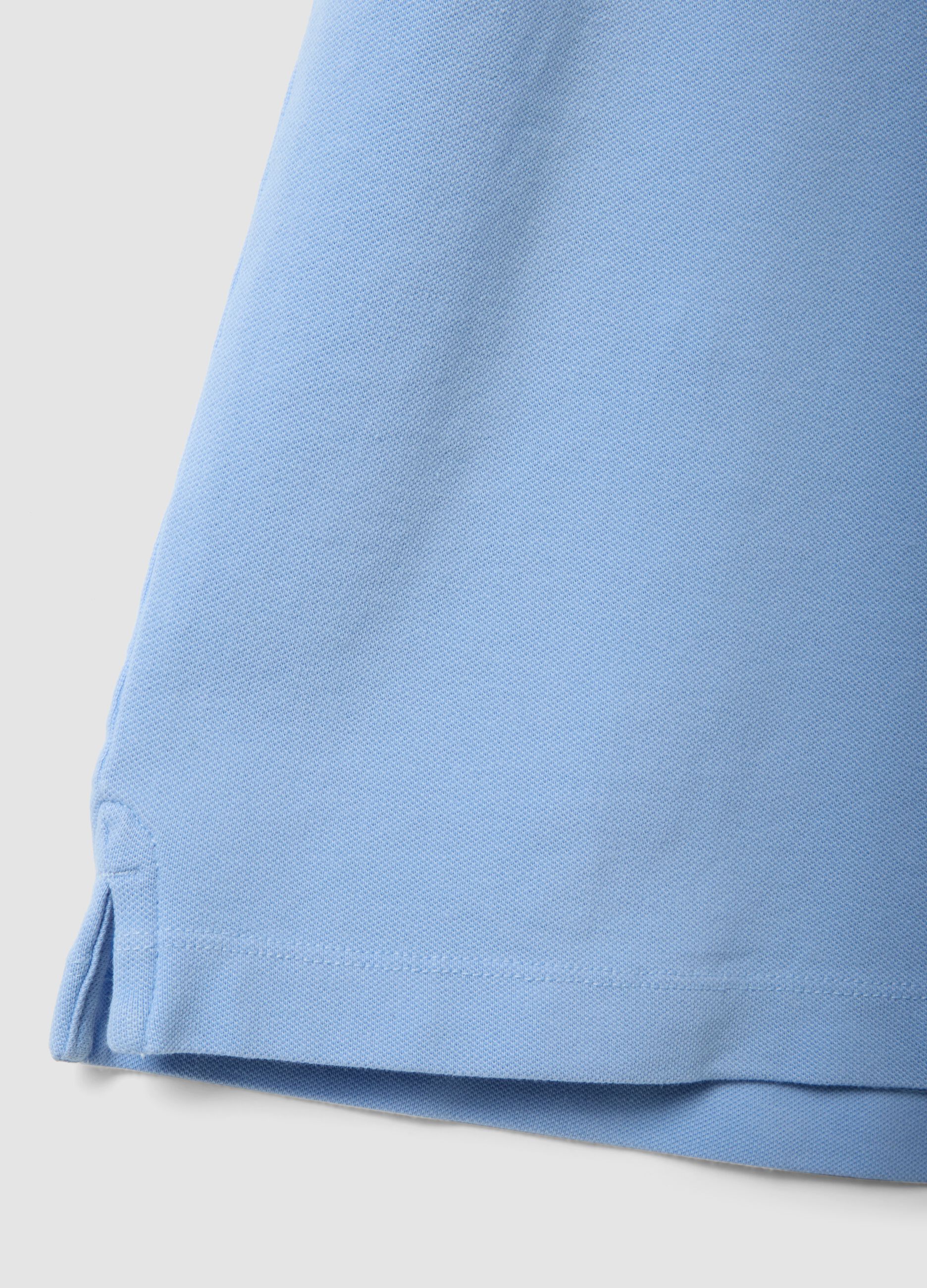 Light blue stretch cotton polo shirt, regular fit