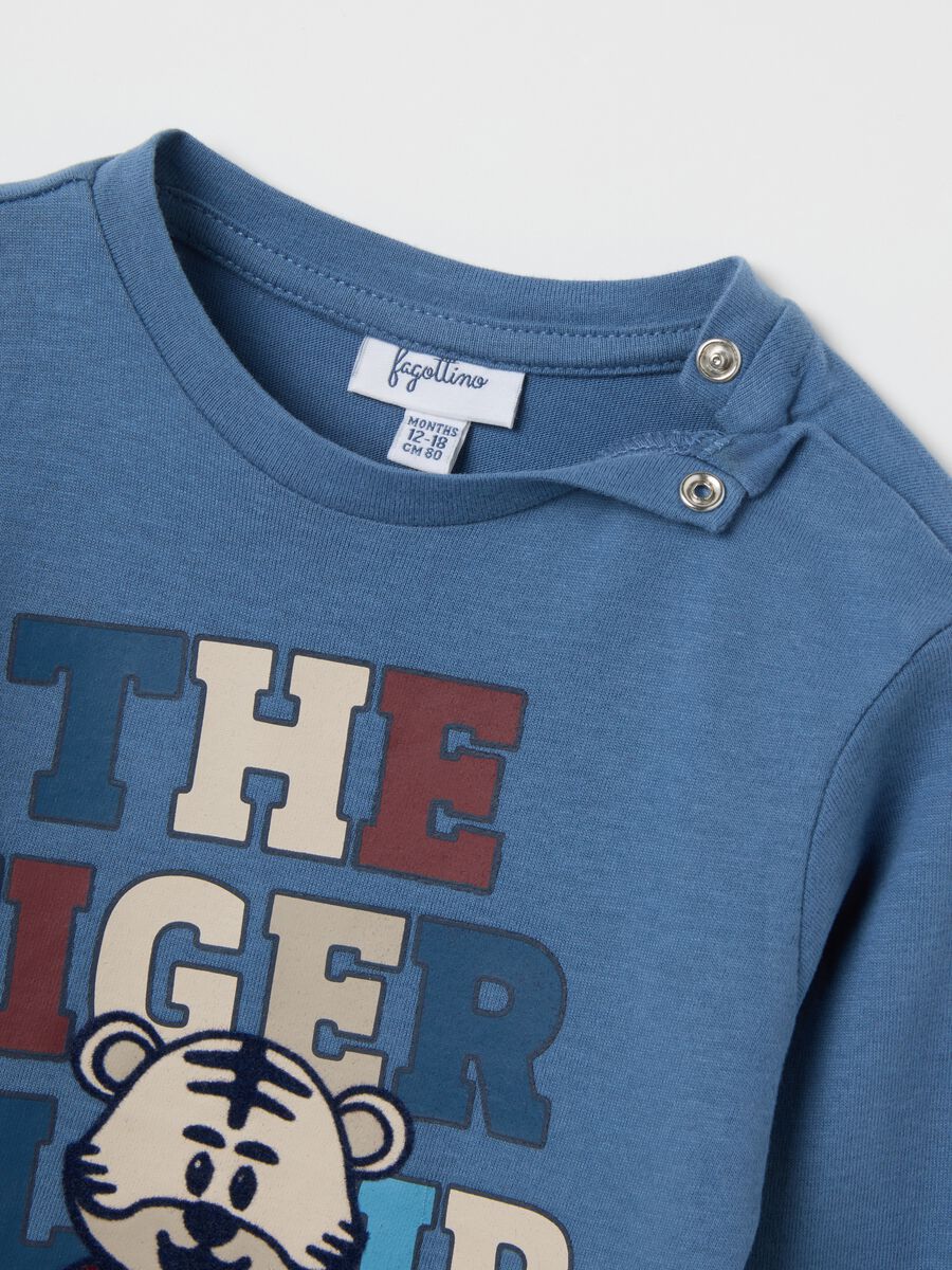 Children's blue pure cotton T-shirt with print_2