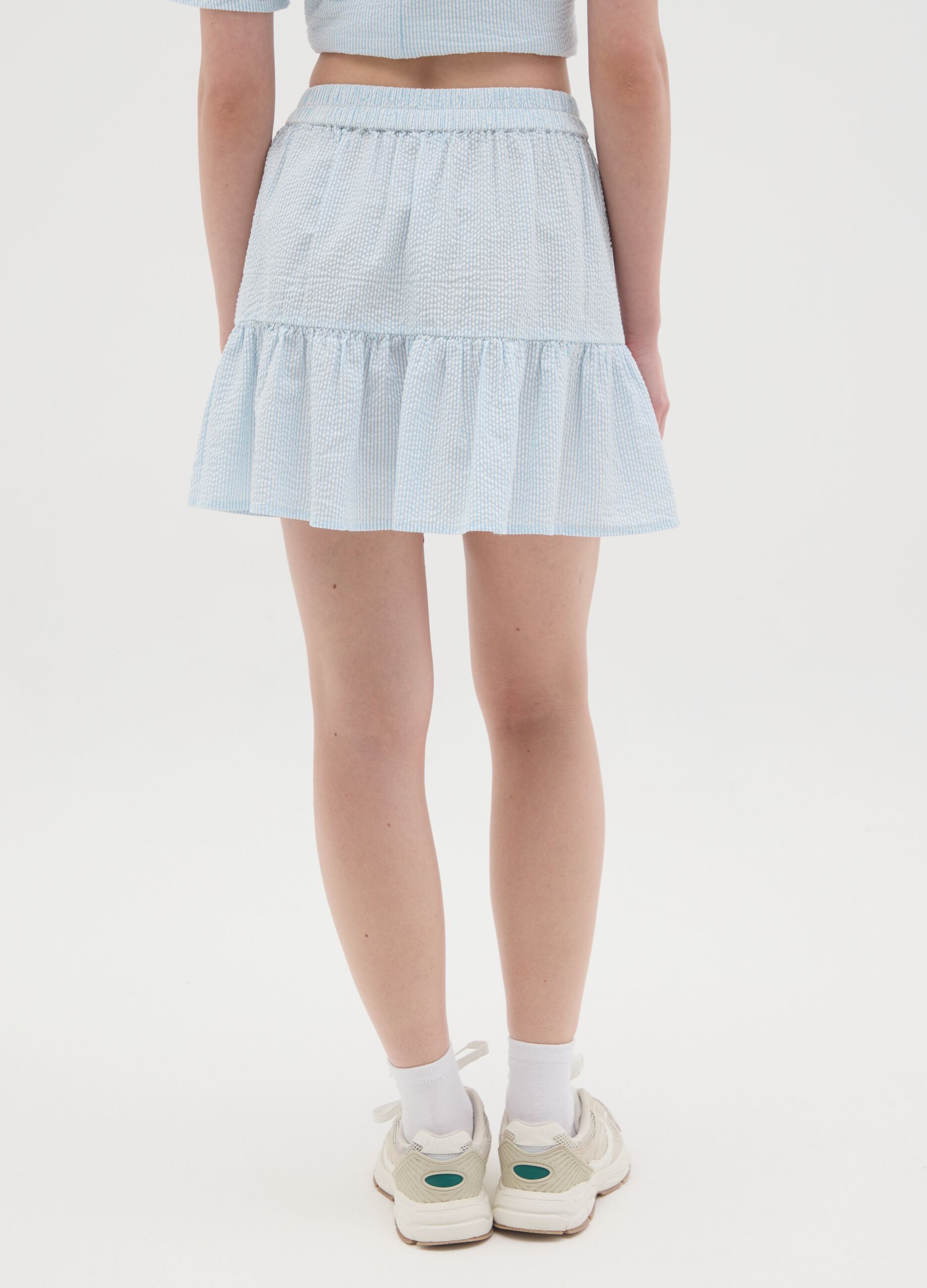 Gonna mini da donna in puro cotone azzurro regular fit