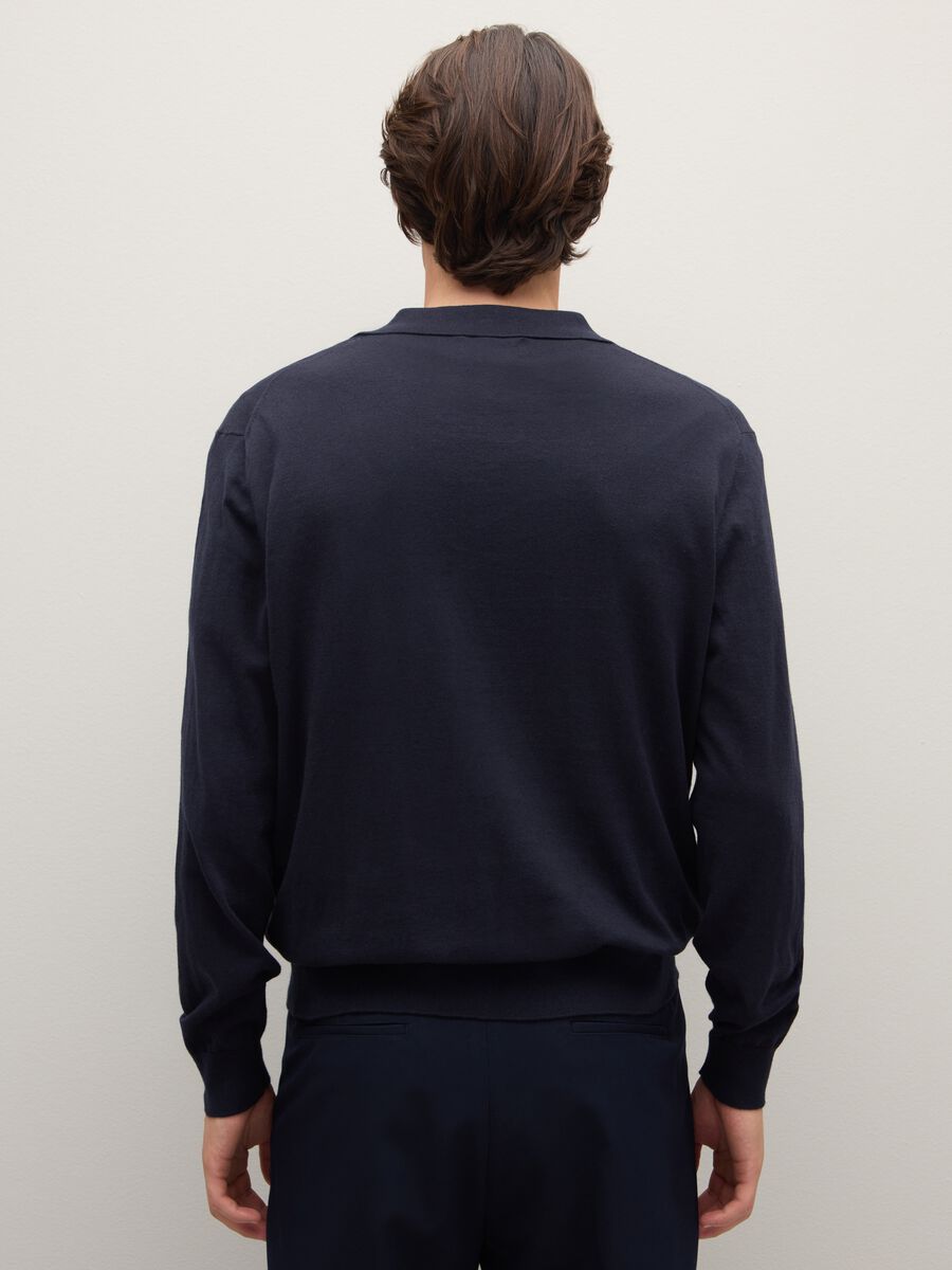 Polo in cotone e cashmere blu regular fit_3