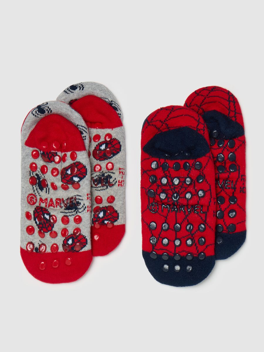 Two-pair pack slipper socks with Spider-Man design_1