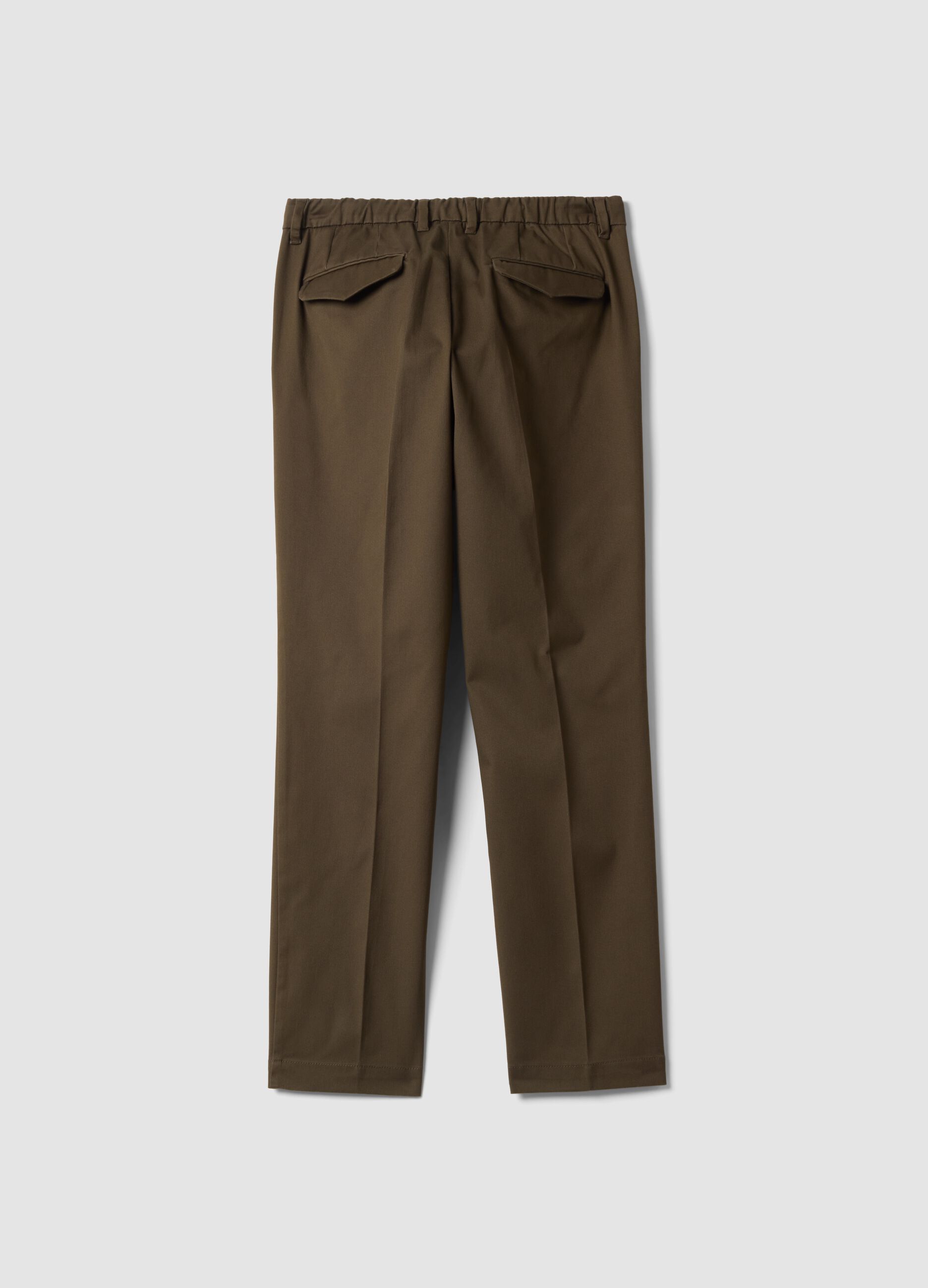 Pantaloni marroni chino in twill di tessuto elasticizzato slim fit
