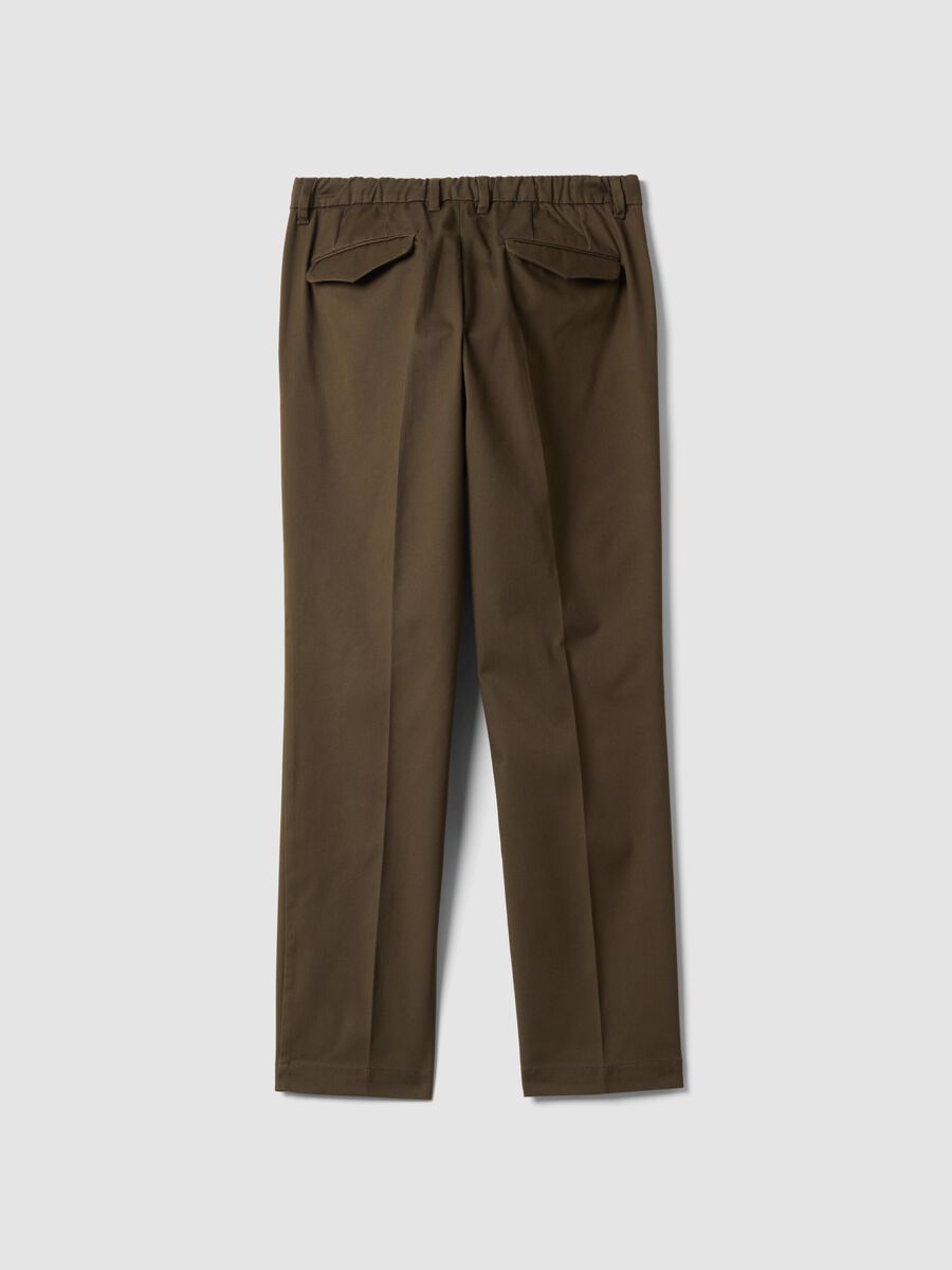Pantaloni marroni chino in twill di tessuto elasticizzato slim fit_2