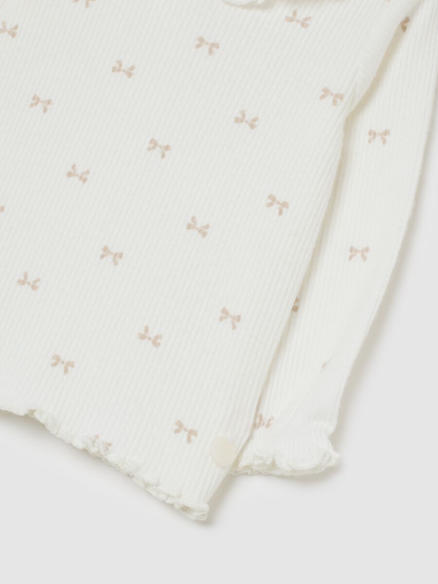 Baby girl's white cotton blend regular fit t-shirt with bows_2