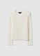 White cotton viscose blend knitted sweater with regular fit_4