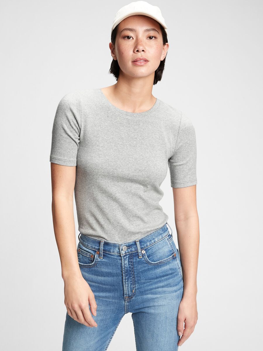 Round-neck t-shirt in stretch cotton and modal_0