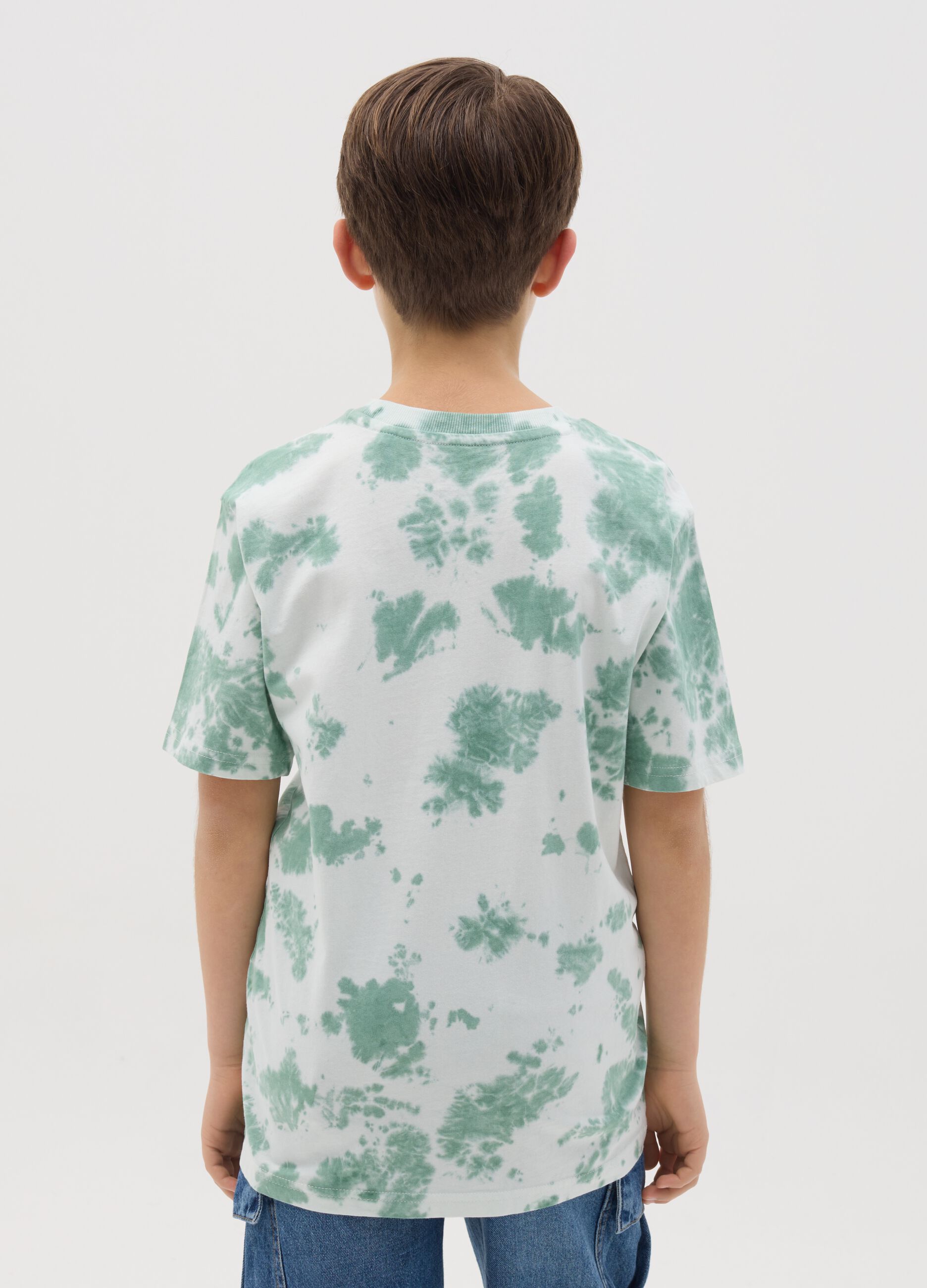 T-shirt Tie Dye con stampa lettering