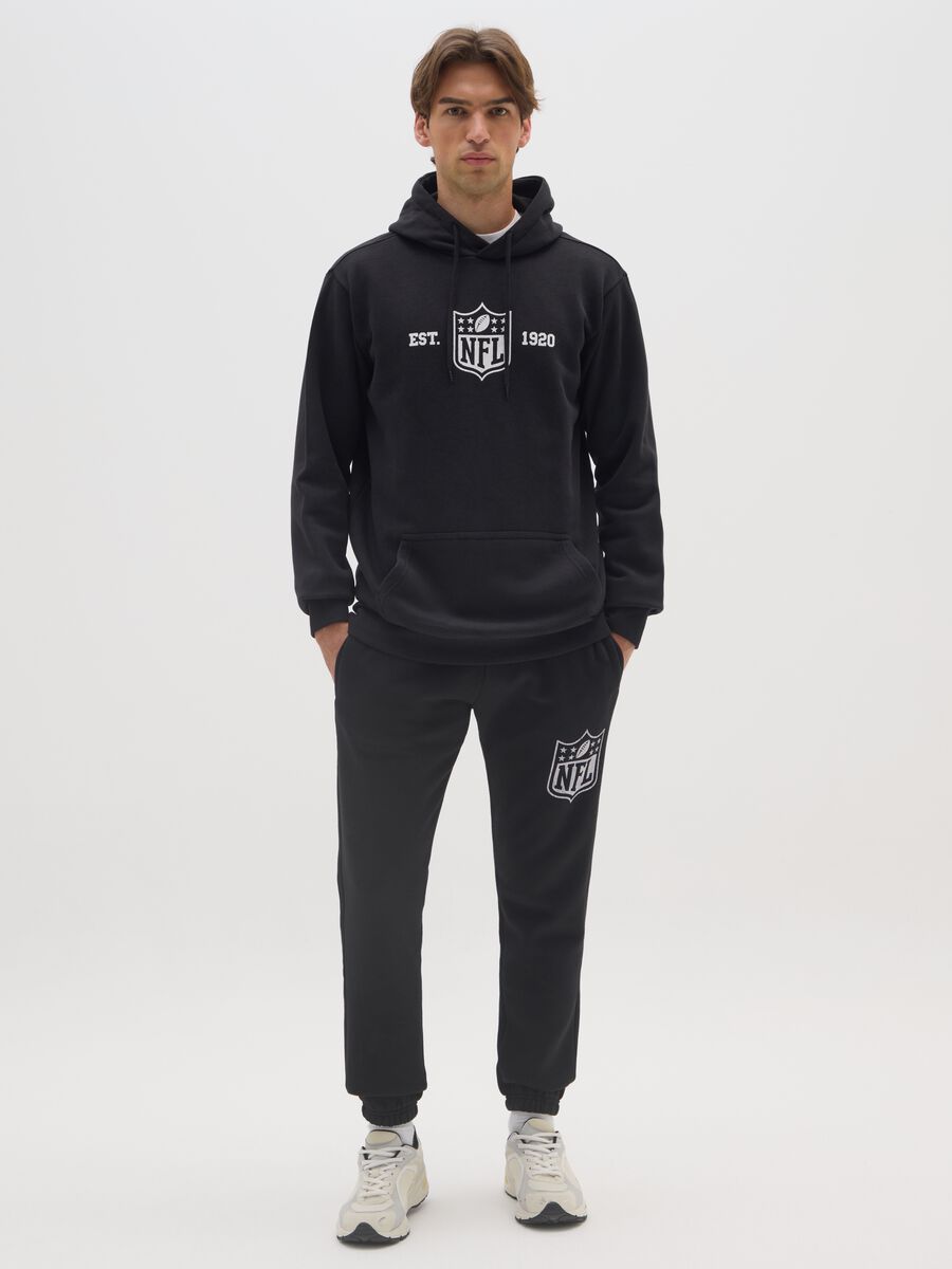 Black cotton blend joggers with NFL logo_0