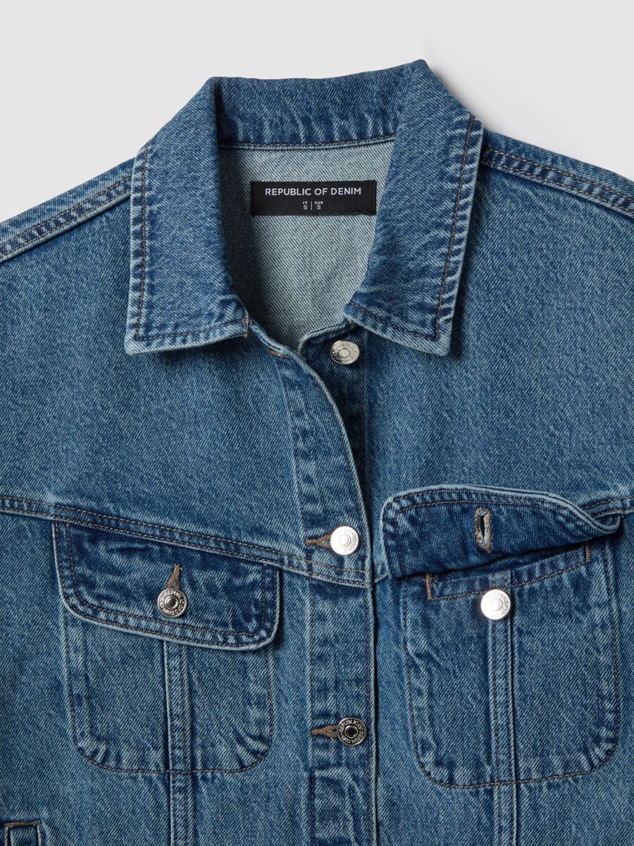 Giacca in puro cotone denim blu regular fit_6