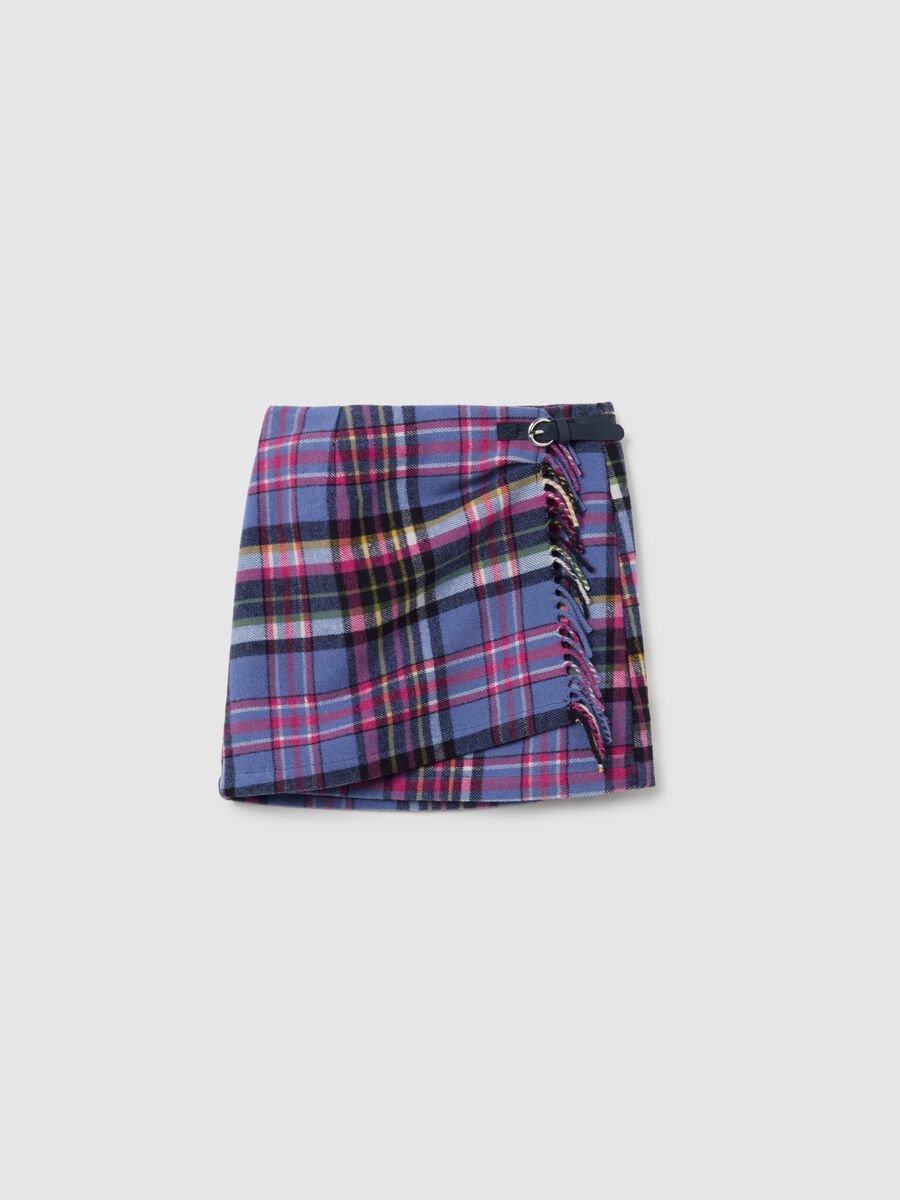 Girls' skirt in multicoloured wool blend with fringes_3