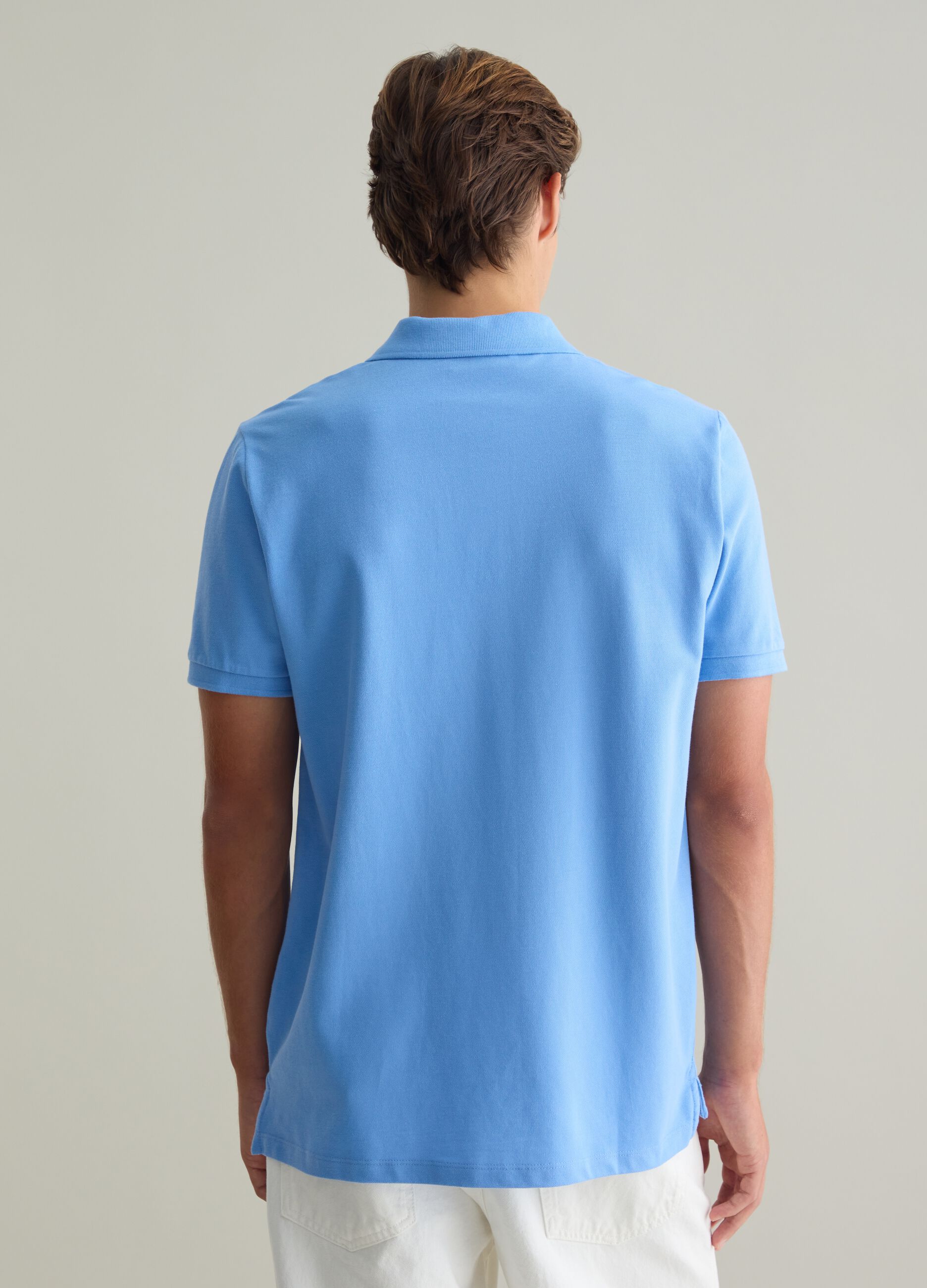 Polo da uomo in puro cotone Supima azzurro regular fit