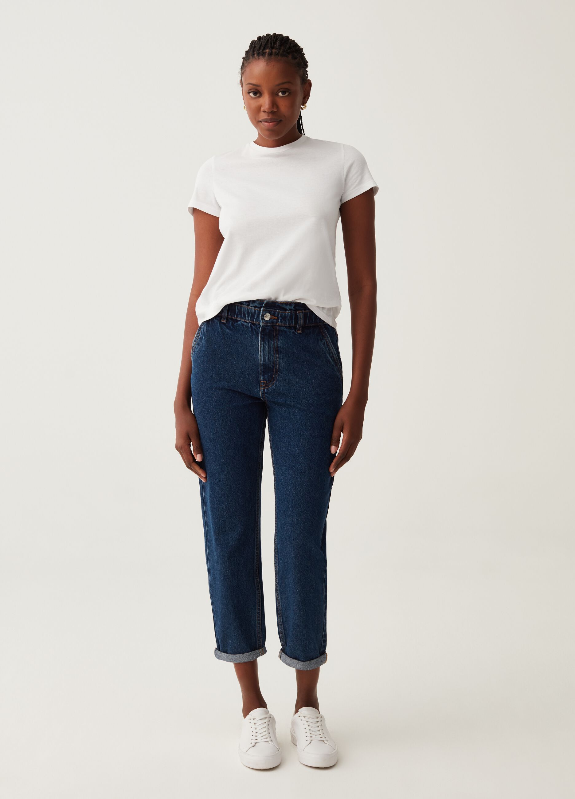Jeans slouchy cropped Lavaggio scuro da Donna OVS
