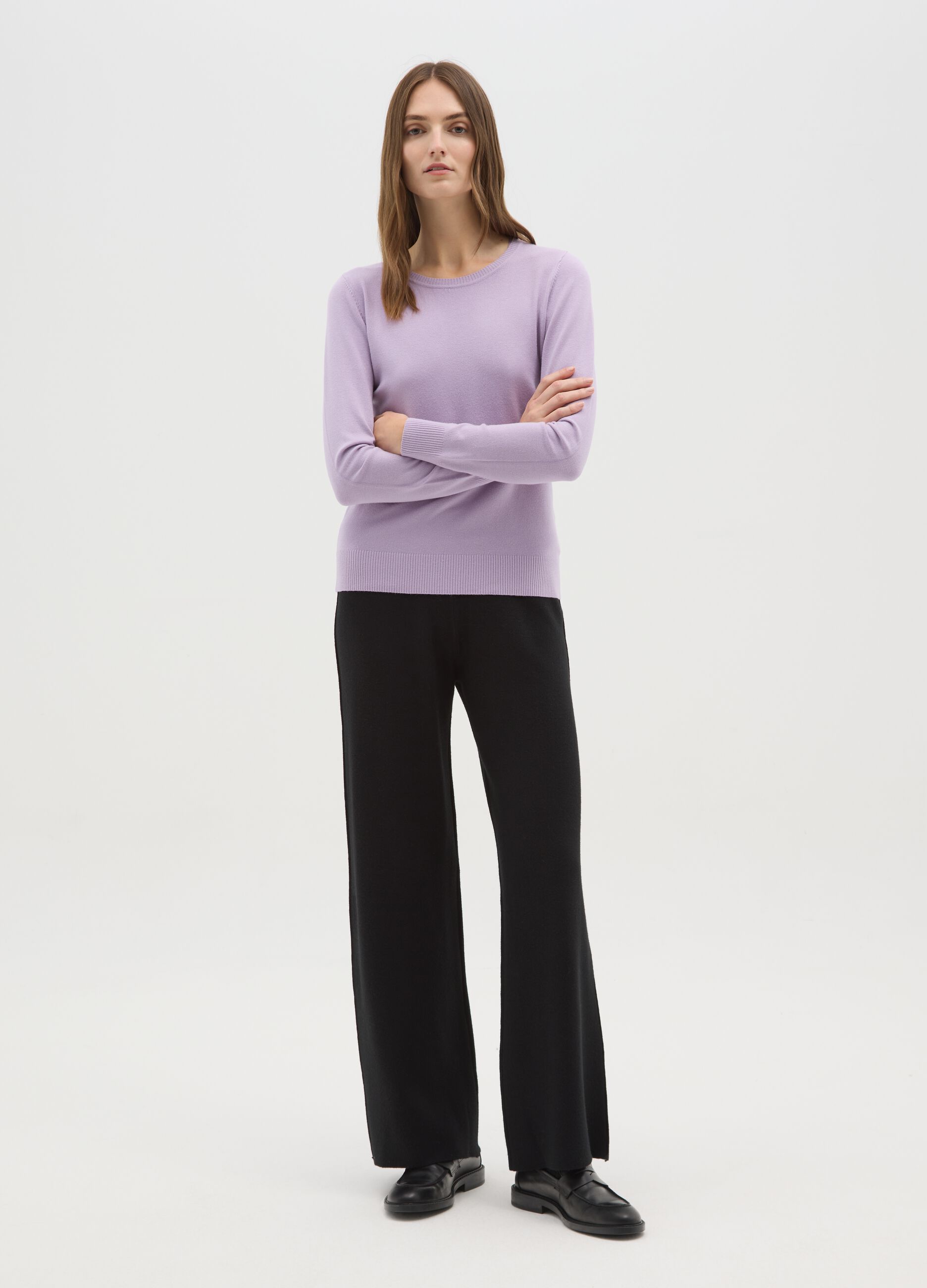 Lilac crew neck jumper with long sleeves