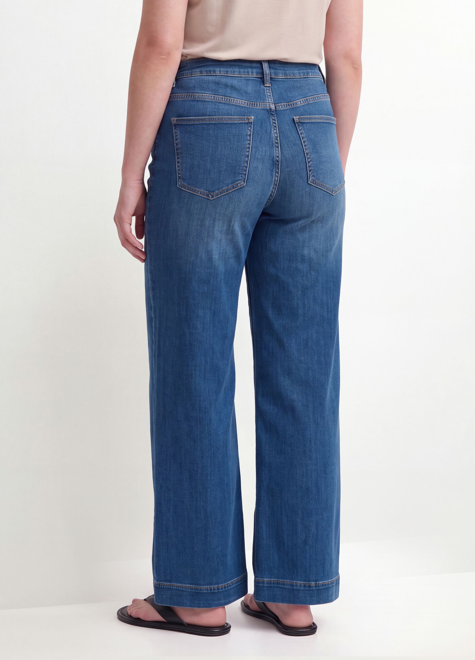 Blue cotton and stretch viscose denim jeans, bootcut fit