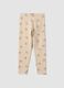 Leggings skinny beige in cotone organico elasticizzato con fiocchi per bambina_0