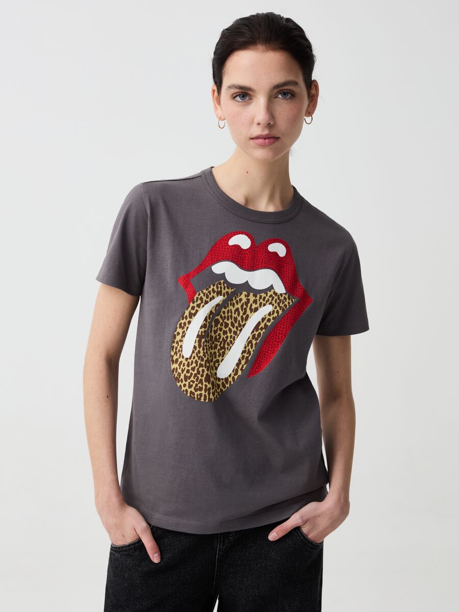 T-shirt with Rolling Stones animal print logo_0
