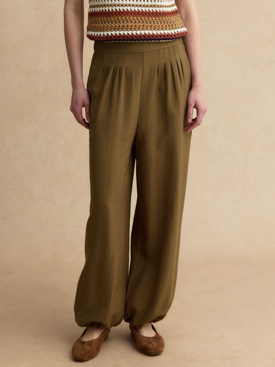 Pantaloni verdi in misto viscosa_1