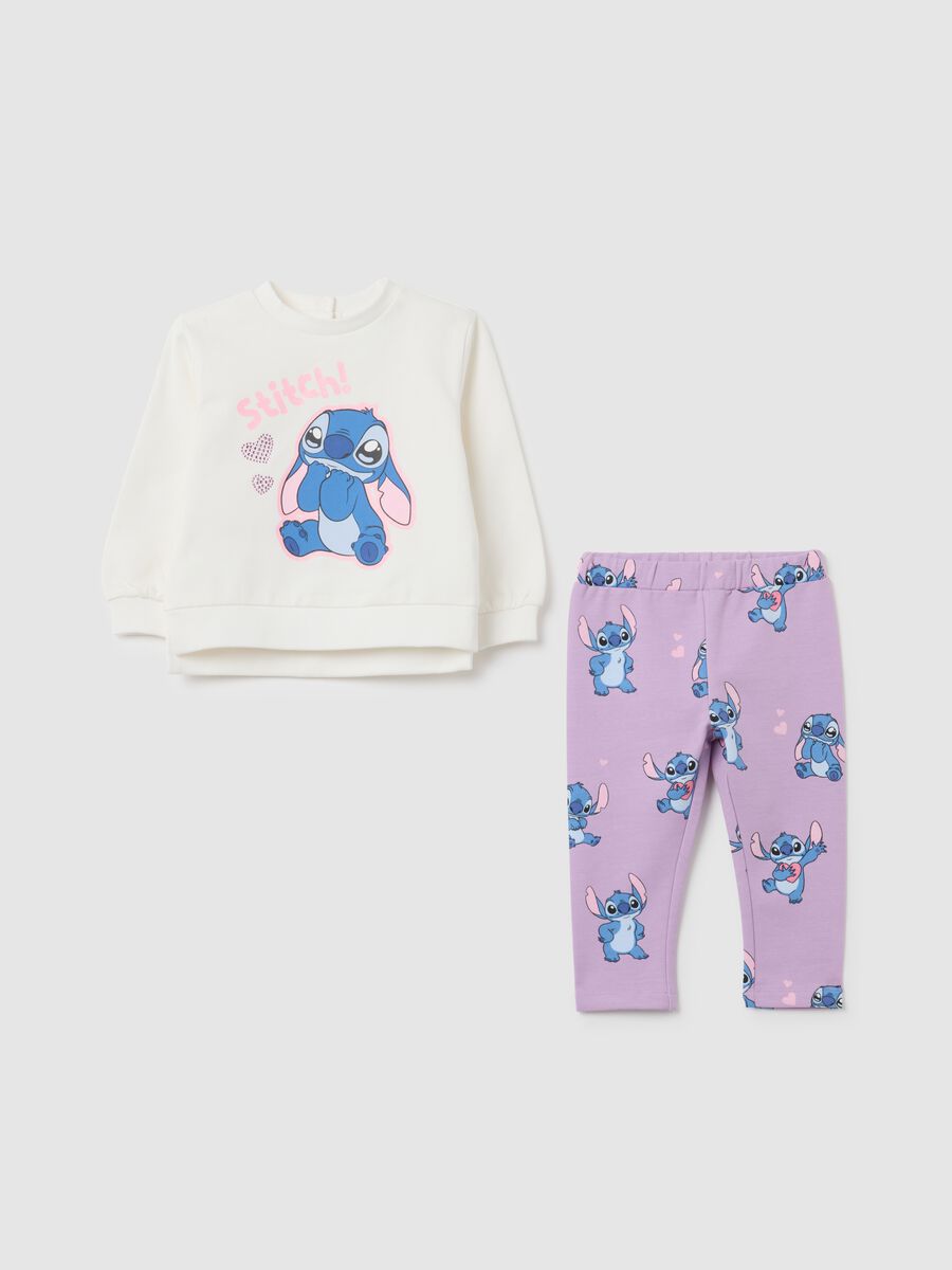 White cotton girl set with Stitch_0