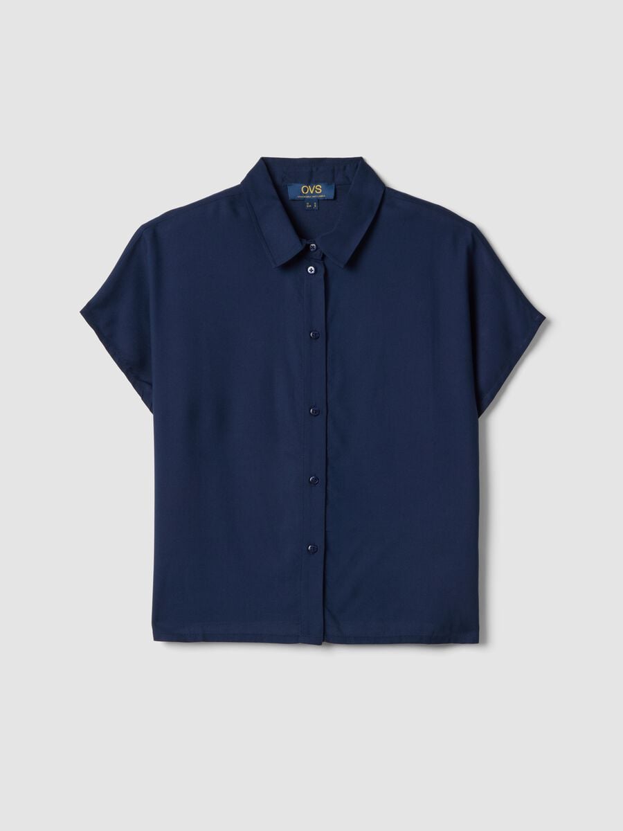 Blue pure viscose regular-fit shirt_4