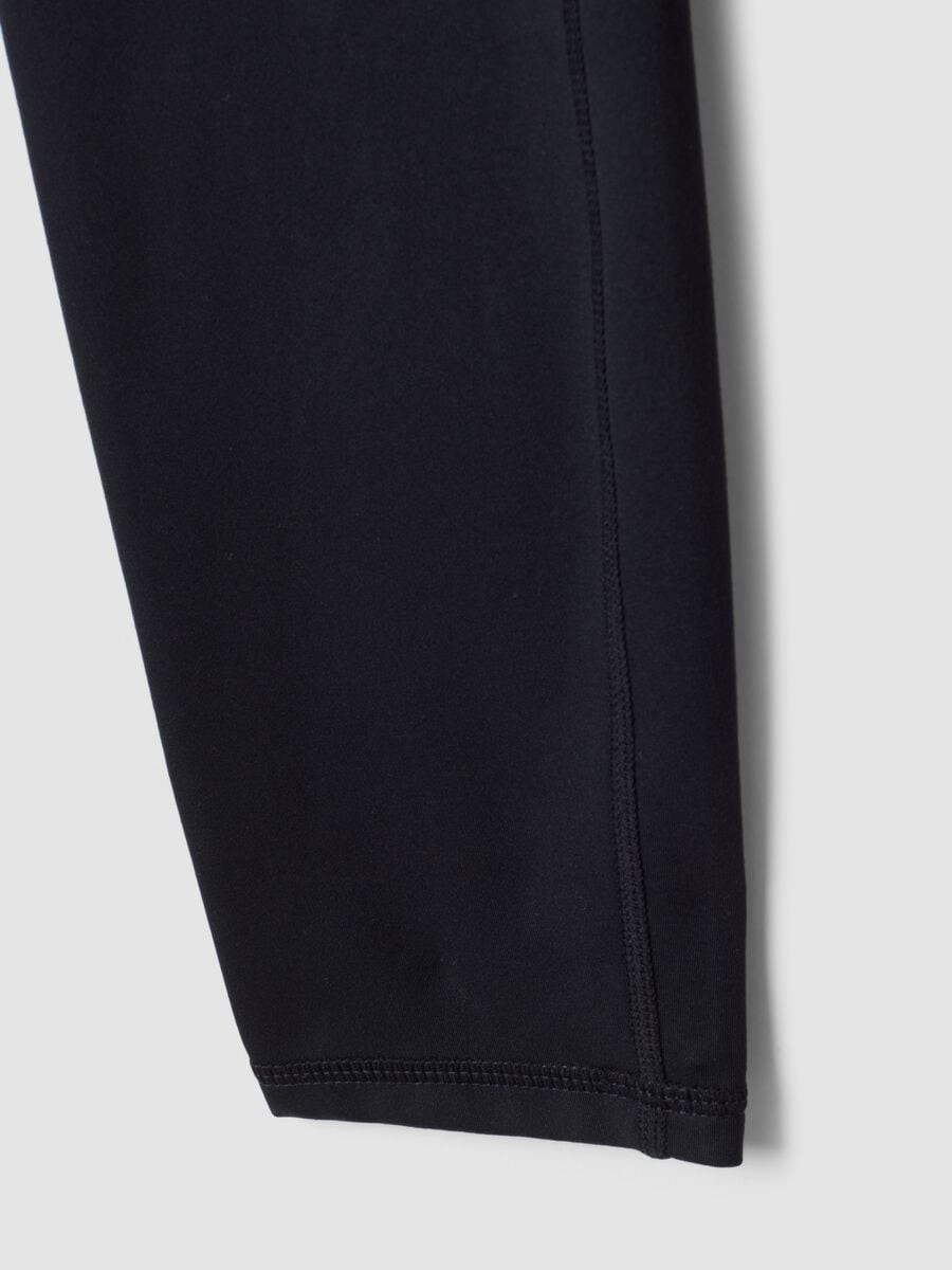 Leggings neri in tessuto elasticizzato a vita alta_8