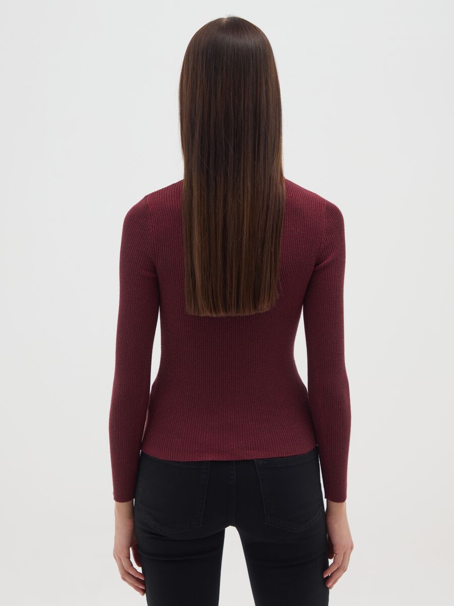 Burgundy High Neck Fitted Sweater_2