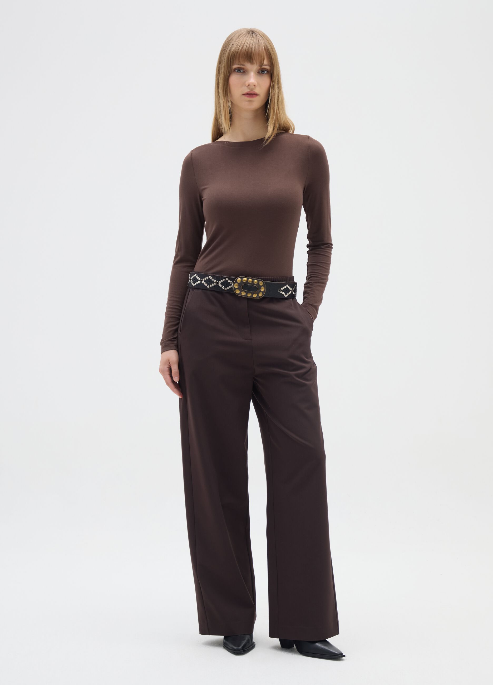 Grey Wide-Leg Trousers