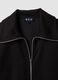 Black full-zip stretch viscose sweatshirt with collar_1