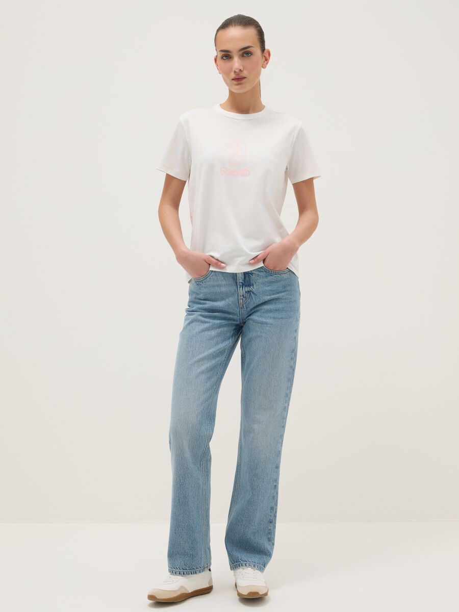 White pure cotton regular fit t-shirt with print_1