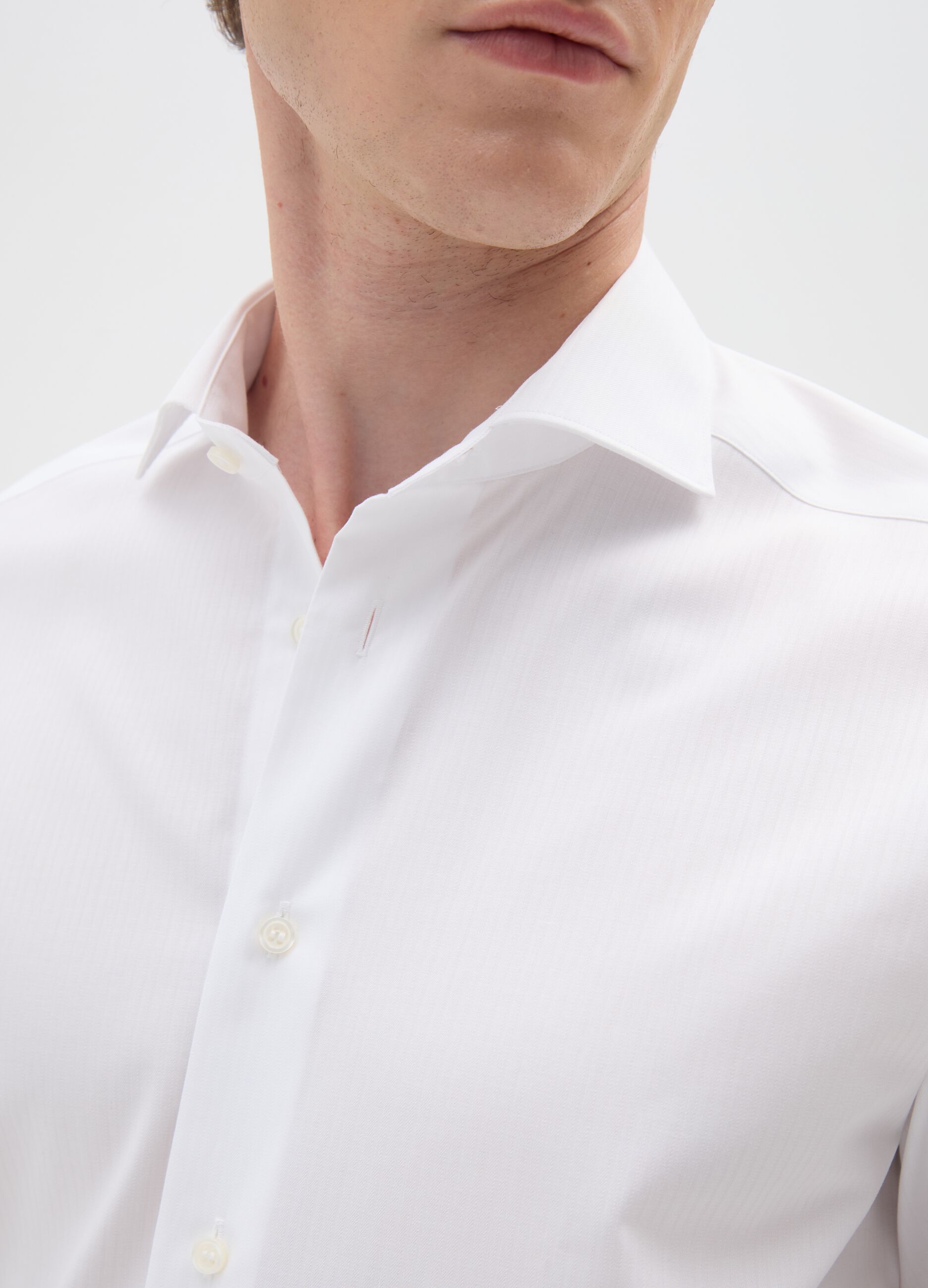 White slim fit pure cotton shirt