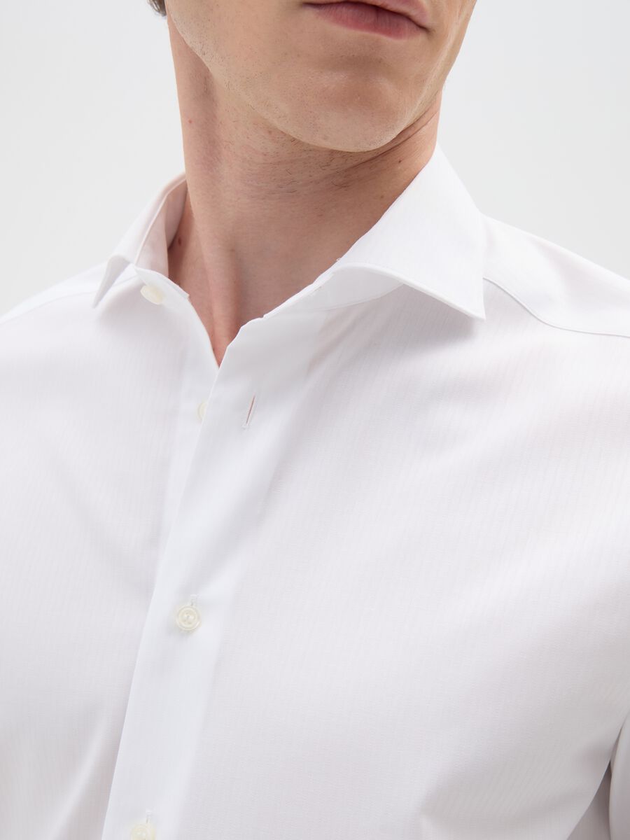 Camicia in puro cotone bianca slim fit_1