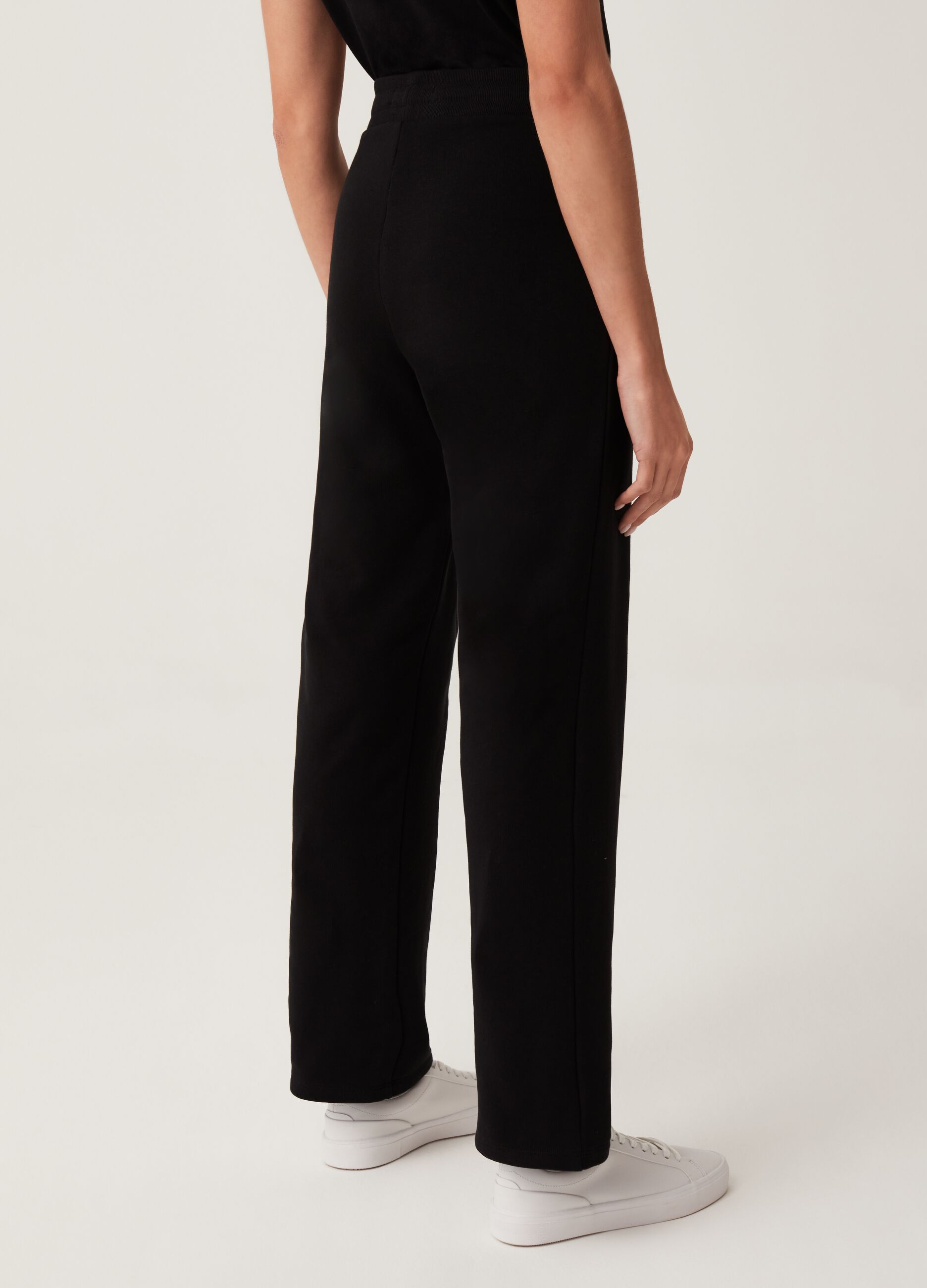 Fitness wide-leg joggers in fleece with drawstring