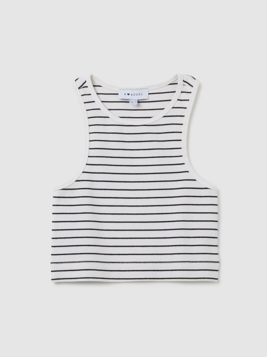 B.Angel Black and White Striped Crop Top_4