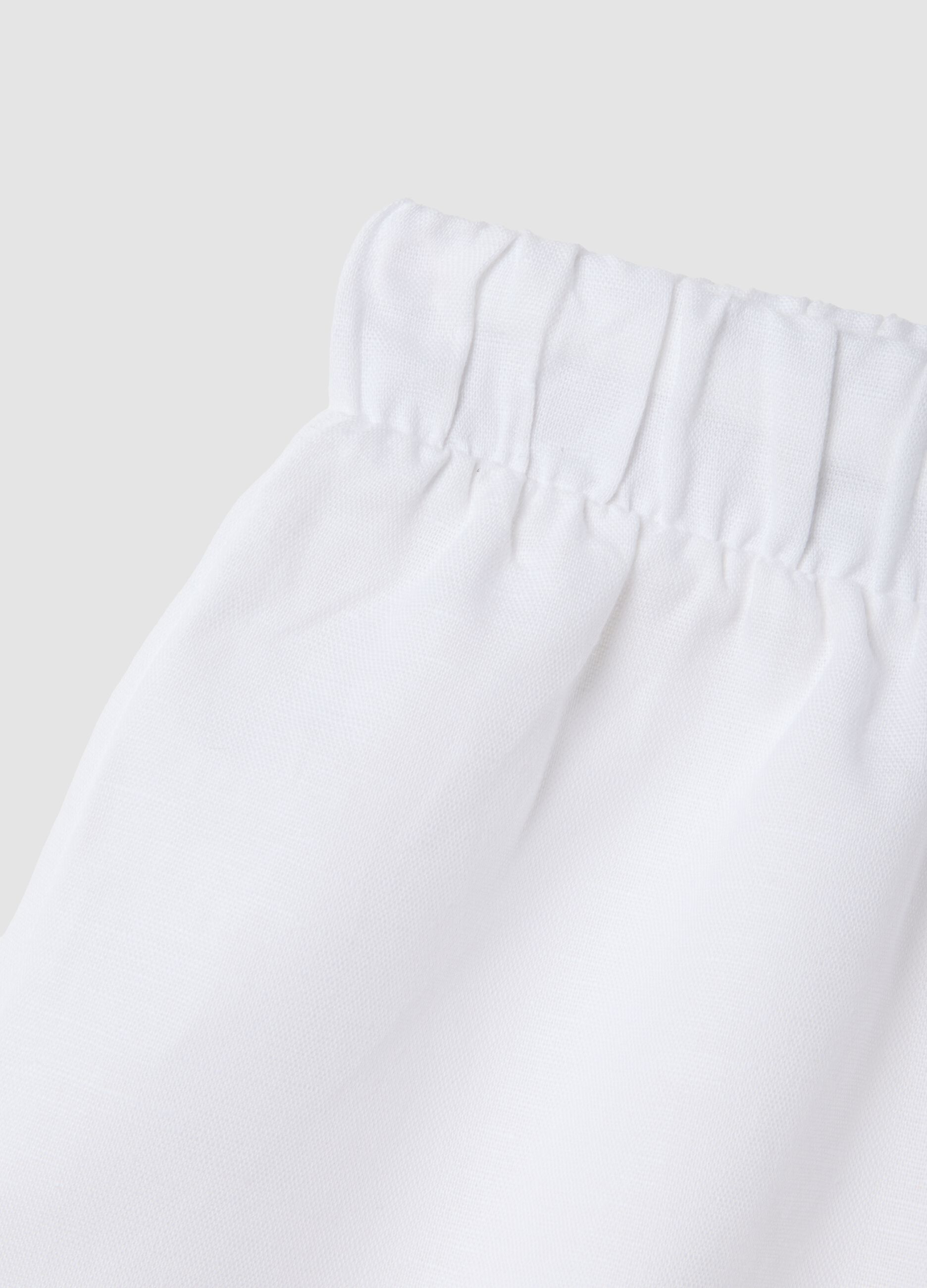 Girls&rsquo; white linen and cotton blend wide-leg trousers