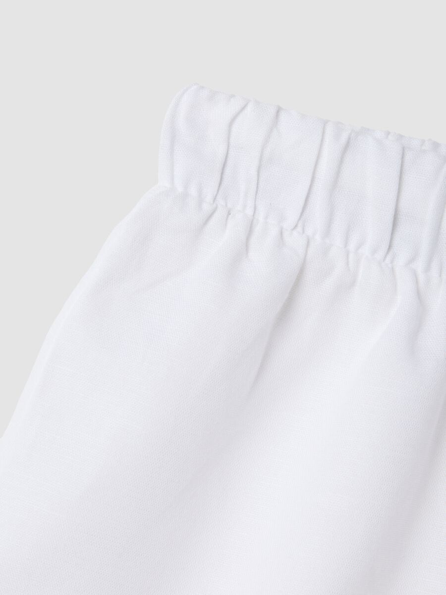 Girls&rsquo; white linen and cotton blend wide-leg trousers_3