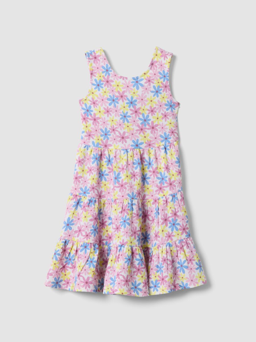 Pink stretch-fabric dress with ruffles_0