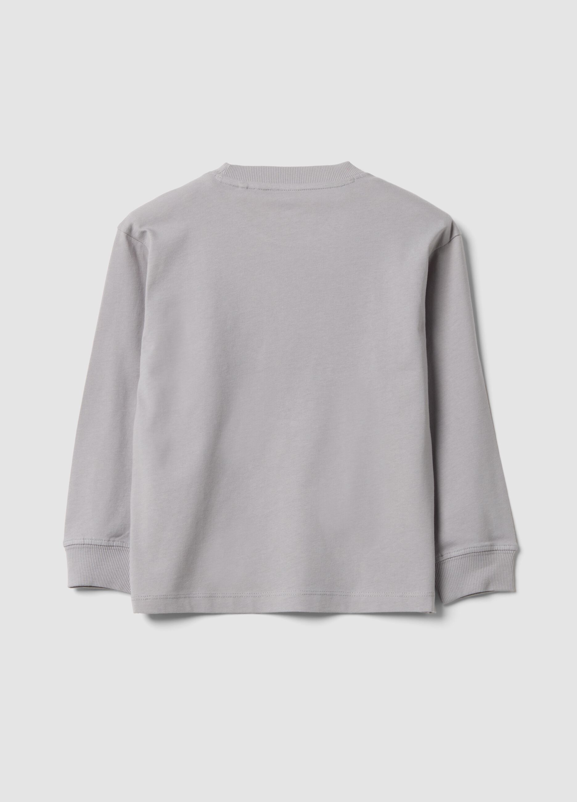 T-shirt grigia in puro cotone con girocollo e stampa Top Speed Driver