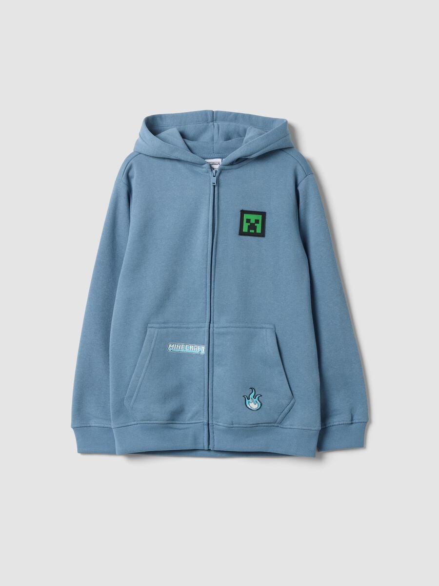 Blue cotton-blend hoodie_0