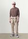 Beige cotton-blend joggers with cuffed hems and drawstring_2