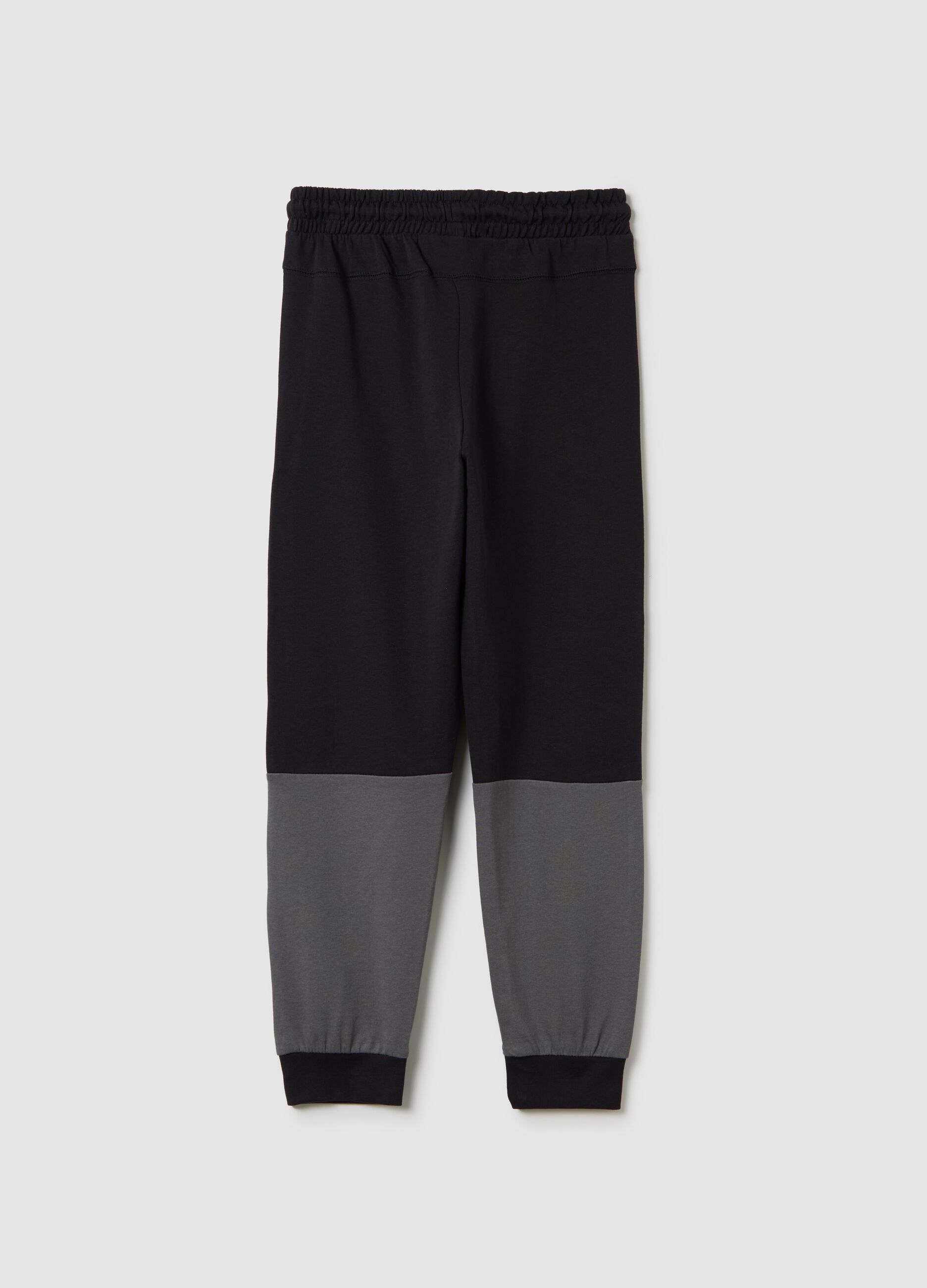Black joggers with drawstring and contrasting inserts