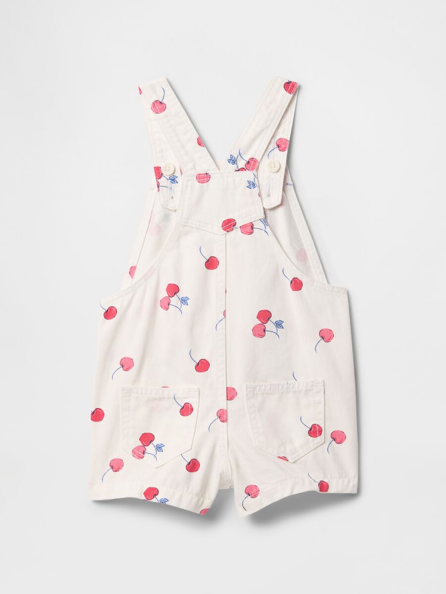 White Dungarees with Cherry Print GAP Kids_1