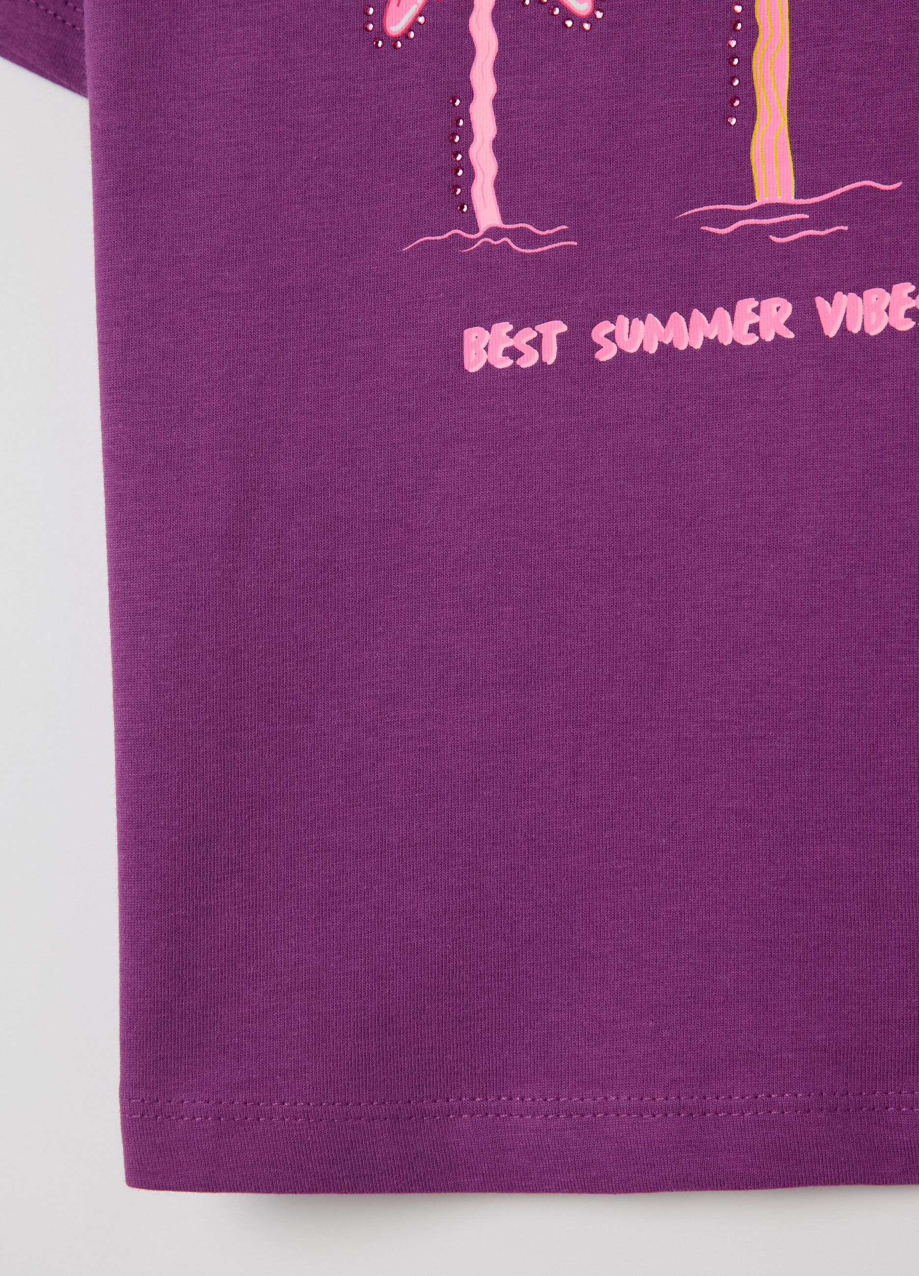 Purple cotton T-shirt with print