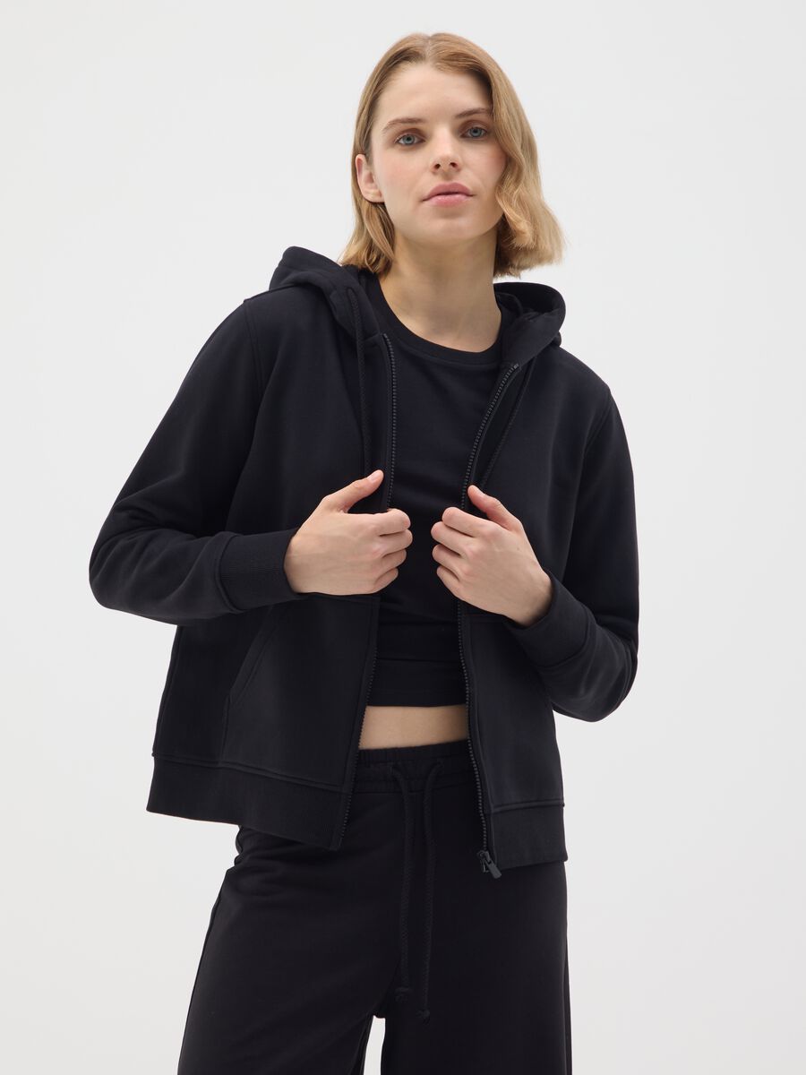 Felpa in misto cotone nera regular fit_0