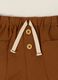 Brown cotton and linen blend shorts with elasticated waist, regular fit_1