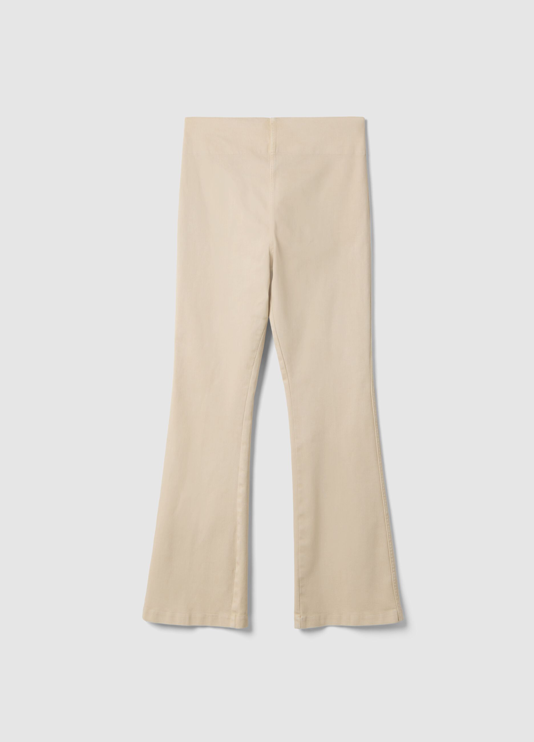 Maternity Beige Flare Trousers in Stretch Cotton