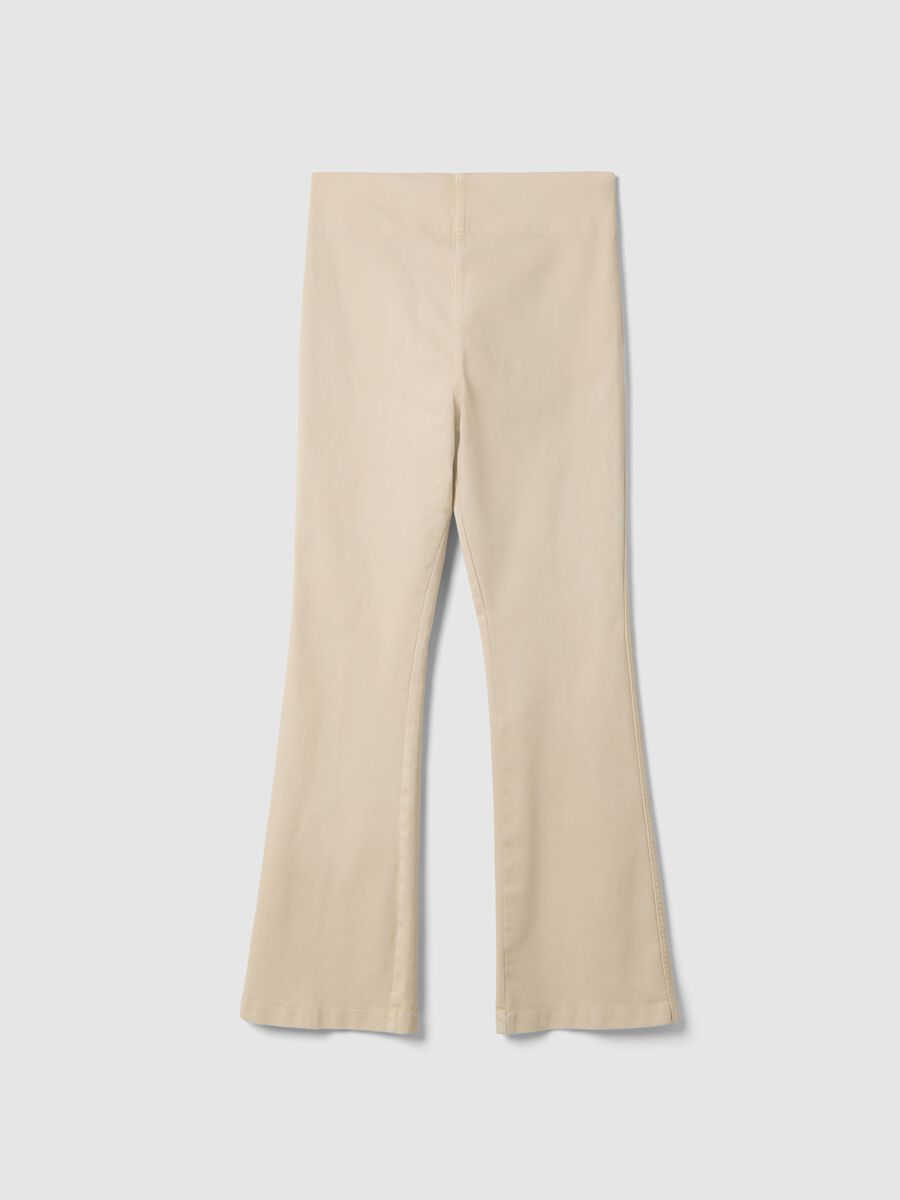 Pantaloni flare premaman beige in cotone elasticizzato_4