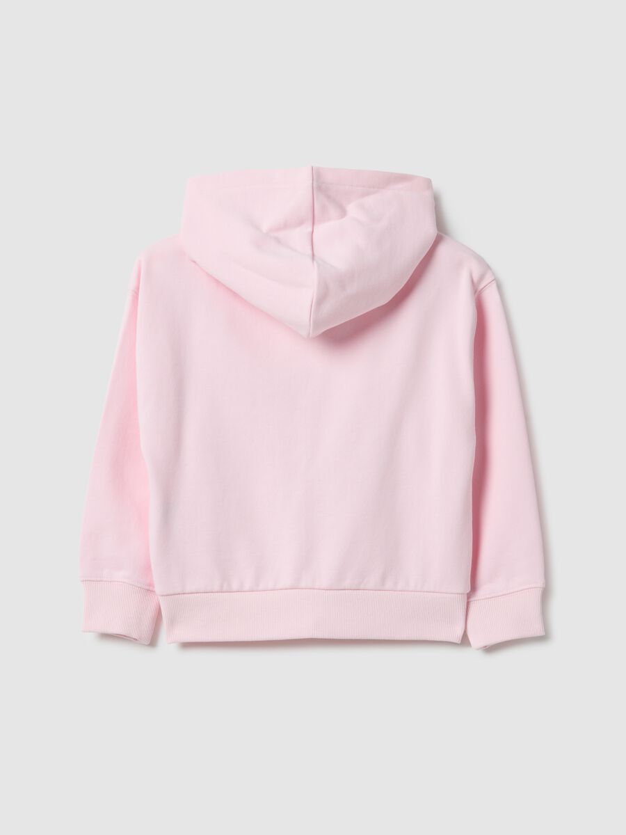 Girl's pink hoodie with zip in pure cotton regular fit_1