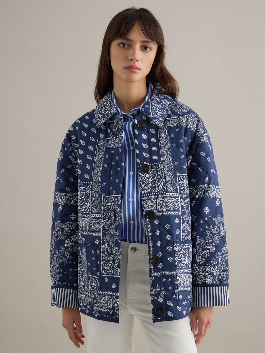 Multicolour padded jacket in pure cotton regular fit with pattern_1