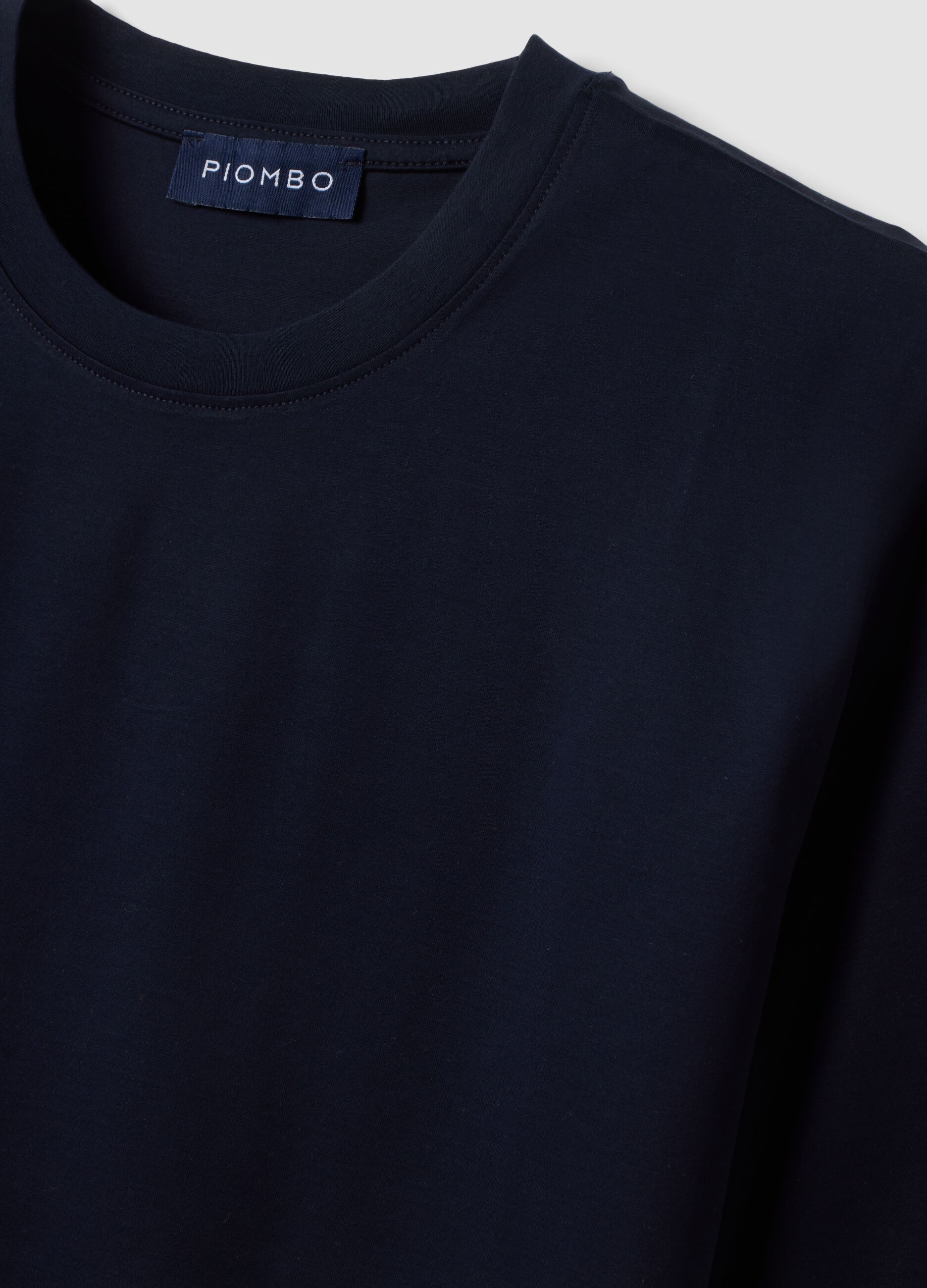 Blue pure cotton jersey T-shirt with crew neck, relaxed fit