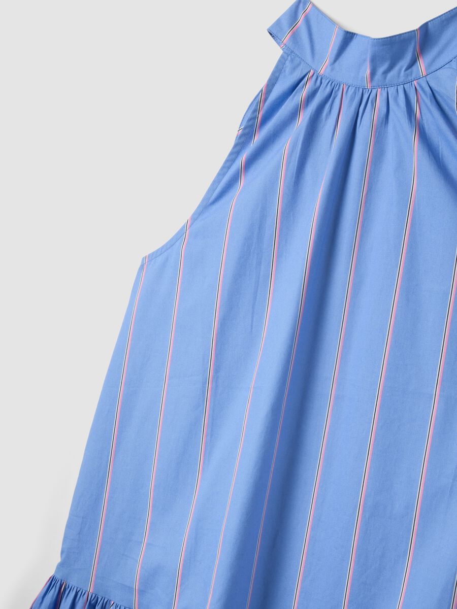Vestito azzurro in puro cotone con collo alto_5